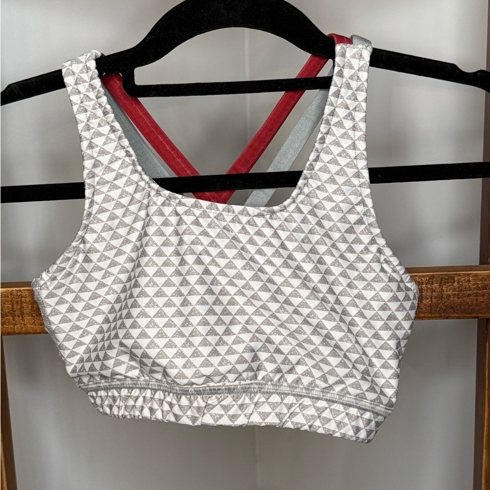 Varsity Gray and Red Sports Bra